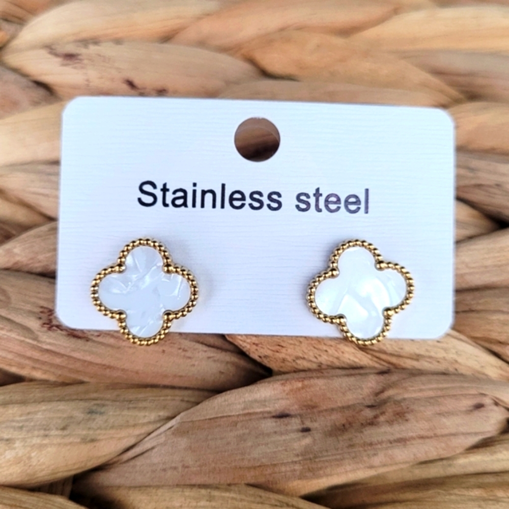 *HOST PICK * New White Designer Stainless Steel Earrings